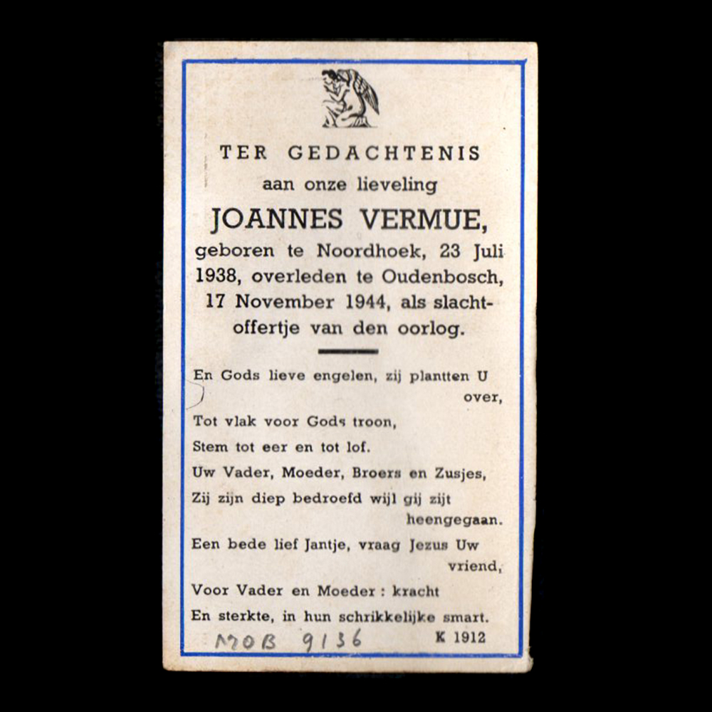 Bidprentje Joannes Vermue 17 November 1944