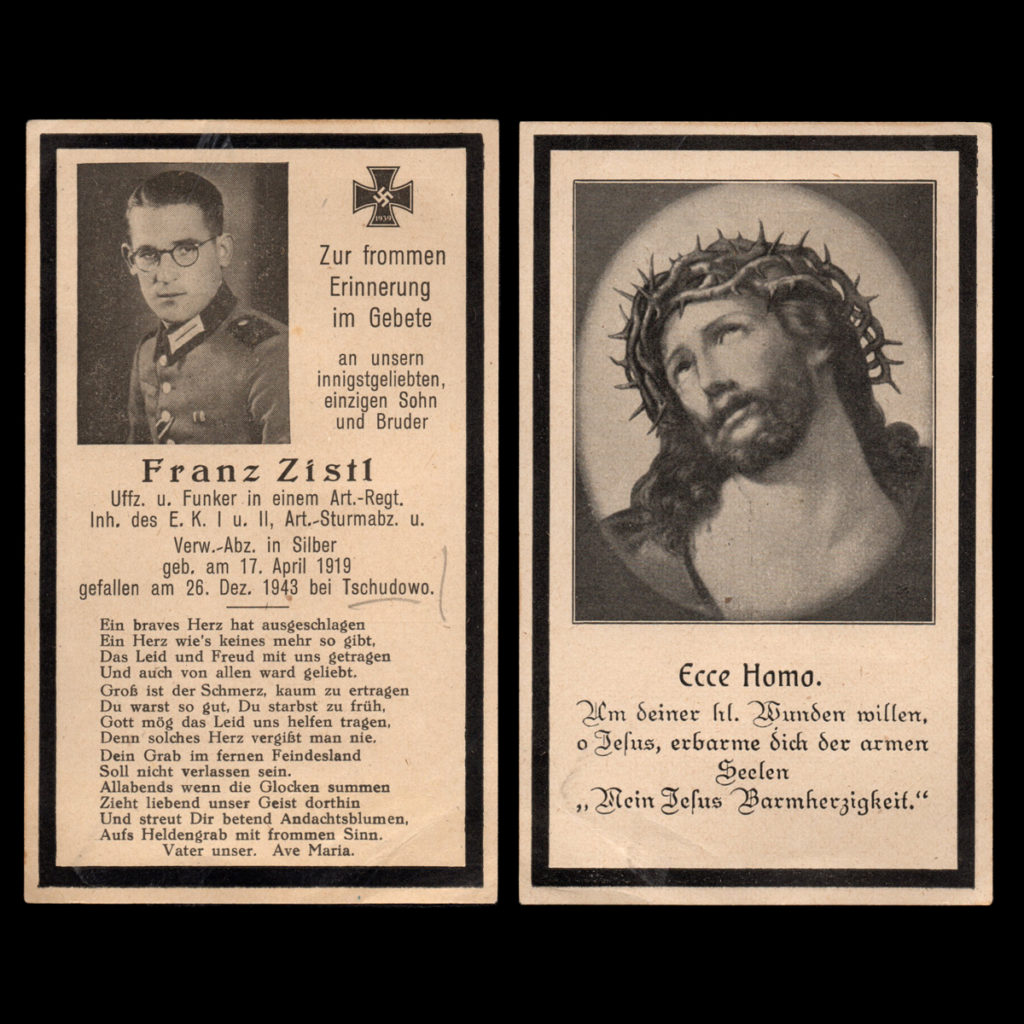 Sterbebilde Franz Zistl 26. Dezember 1943