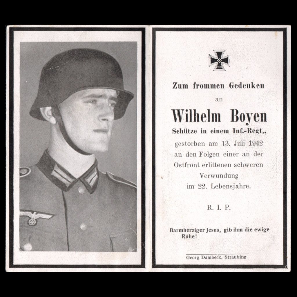 Sterbebilde Wilhelm Bozen 13. Juli 1942