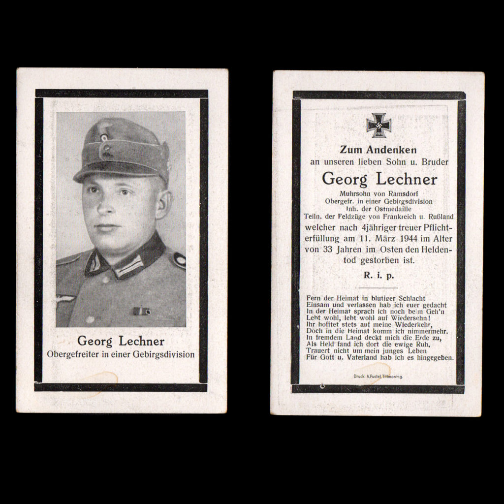 Sterbebilde Georg Lechner 11. März 1944