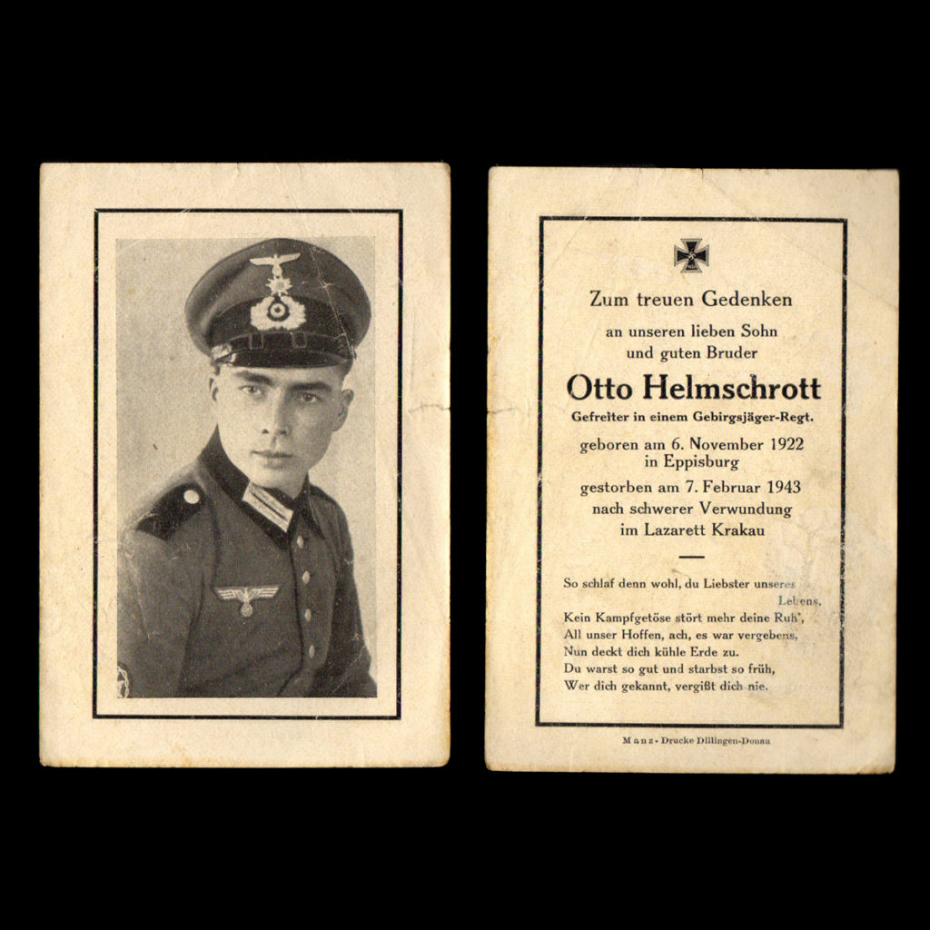 Sterbebilde Otto Helmschrott 7. Februar 1943