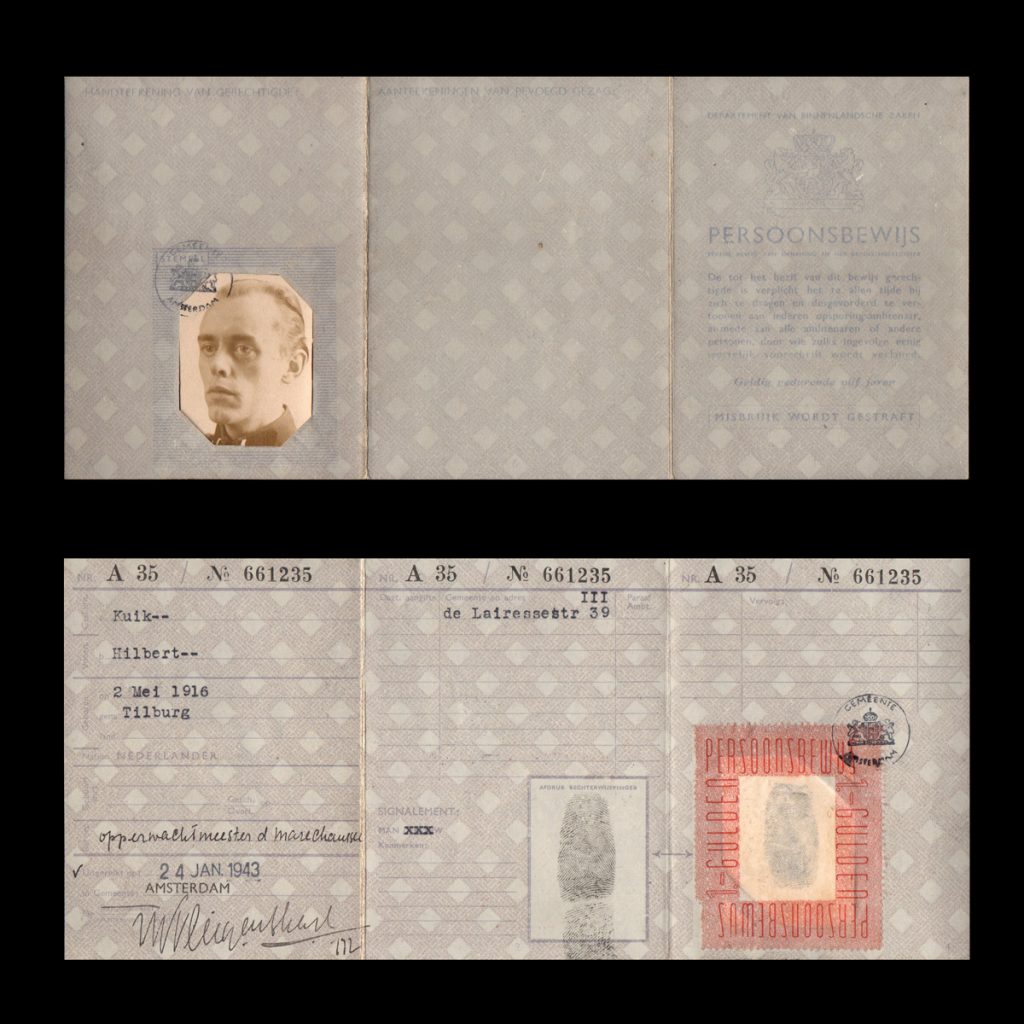 Vals persoonsbewijs ‘Hilbert Kuik’ verzetsman Hendrik Holleman 