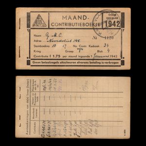 NSB Maand Contributieboekje 1942