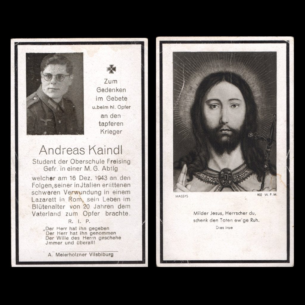 Sterbebilde Andreas Kaindl 16 Dezember 1943