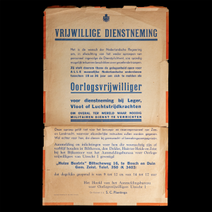 Affiche Vrijwillige Dienstneming Oorlogsvrijwilliger 1945