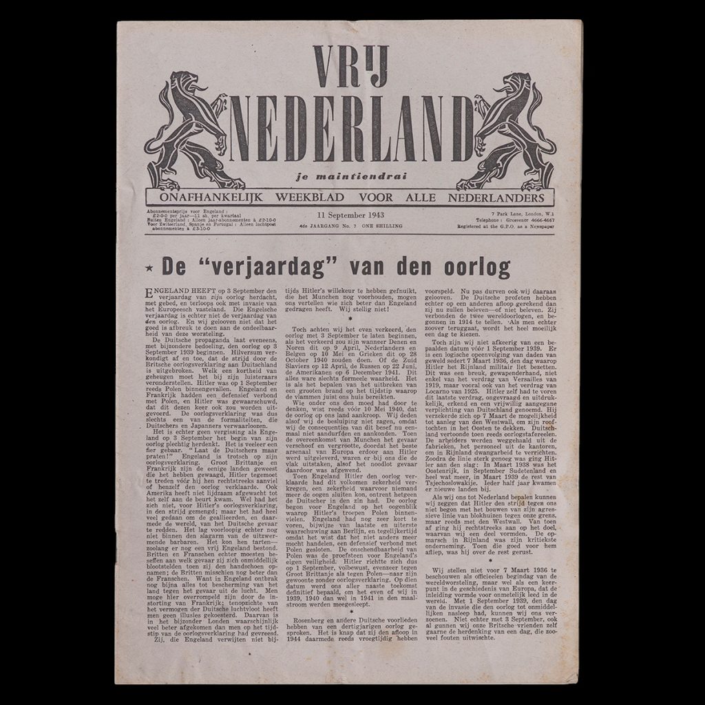 VRIJ NEDERLAND 11 September 1943
