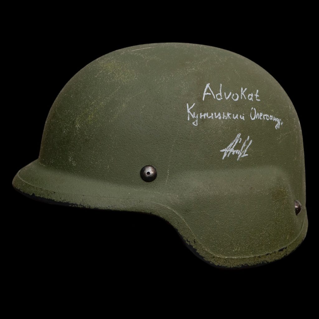 Britse PST (Oekraïense) helm gesigneerd callsign ‘Advokat’ 3rd Assault Brigade