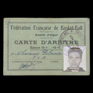 Carte D’Arbitre Fédération Française de Basket-Ball 1941-1942