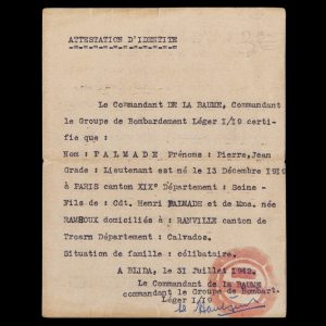 Attestation D’Identité 31 juli 1942 te Blida