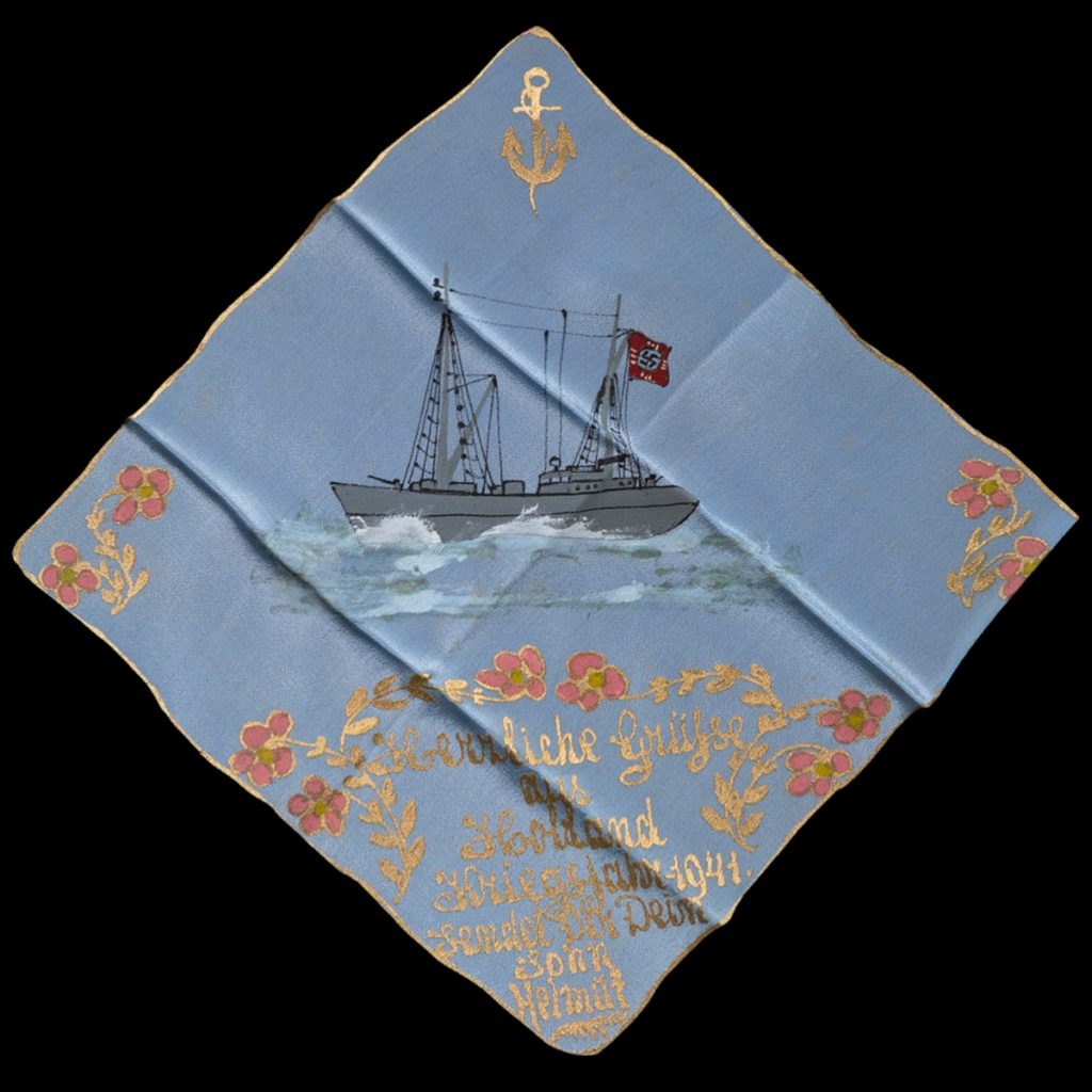 Handgemaakte zakdoek Kriegsmarine – Herzliche Grüsse aus Holland