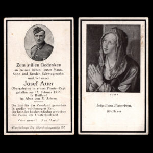 Sterbebilde Josef Auer 13. Februar 1943