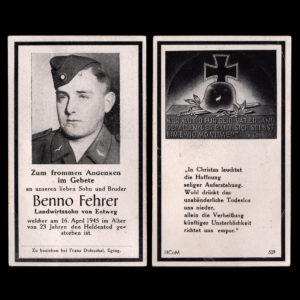 Sterbebilde Benno Fehler 16. April 1945