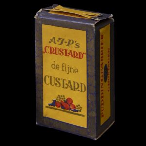 (Voor)oorlogse verpakking A-J-P’s Crustard de fijne Custard