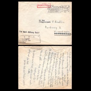 NSDAP Hitler-Jugend Feldpost P. Riedlin Vlaardingen