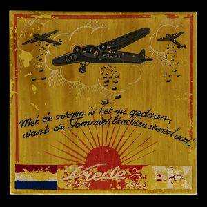Met de zorgen is het nu gedaan, want de Tommies brachten voedsel aan! Vrede 5 mei 1945