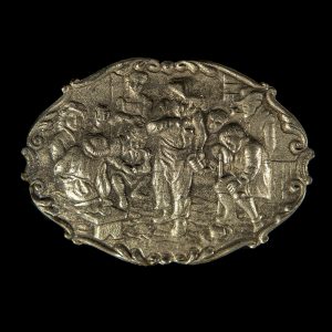 Civiele vooroorlogse broche met schildertafereel