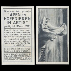Verkade Bon voor één plaatje ‘Apen en Hoefdieren in Artis 1941