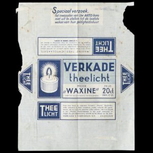 (Voor)oorlogse verpakking Verkade Theelicht ‘Waxine’