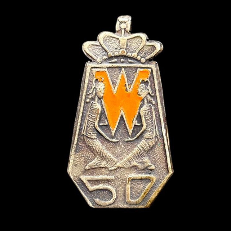 Draagspeld 50 jarig Regeringsjubileum Koningin Wilhelmina