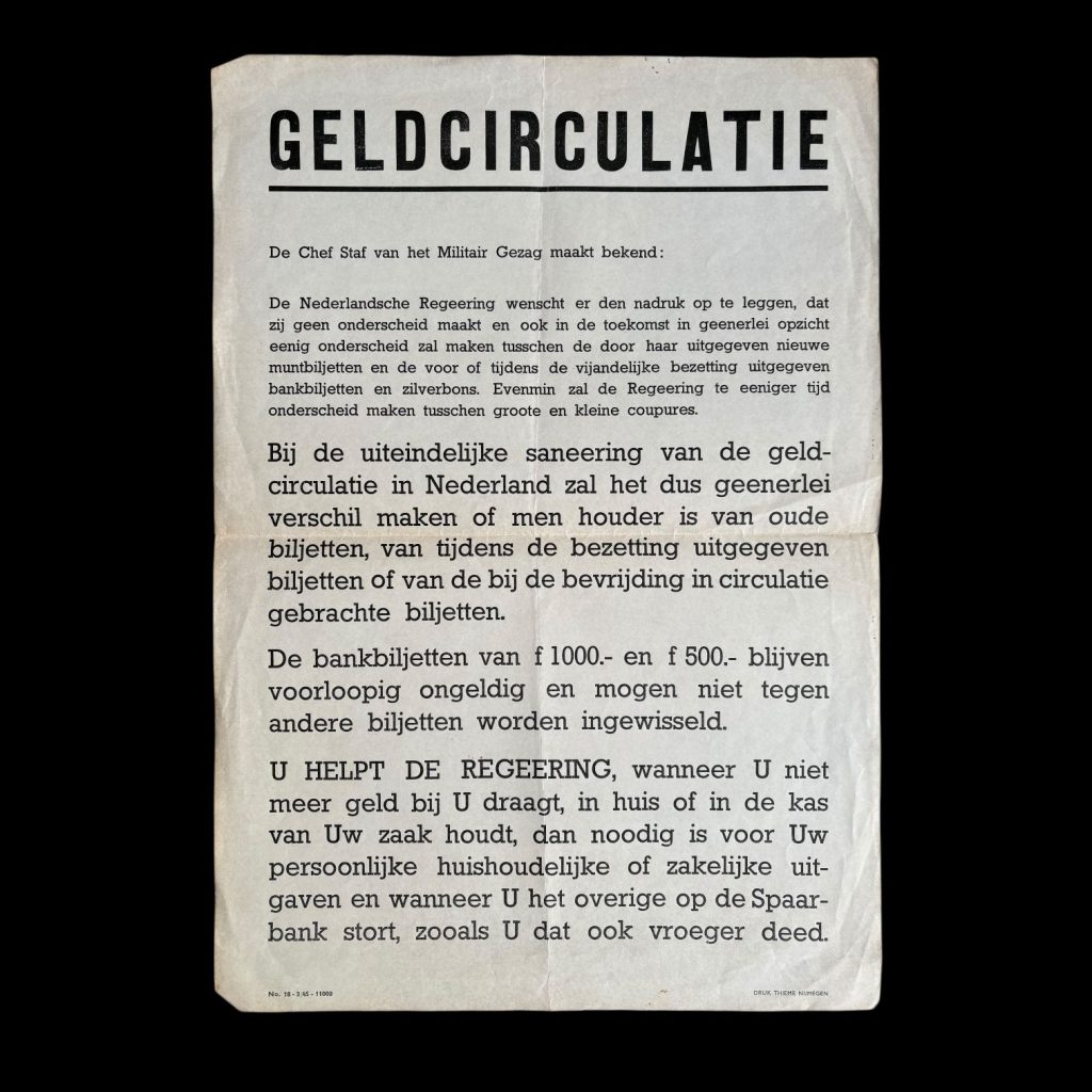 Affiche Geldcirculatie 1945