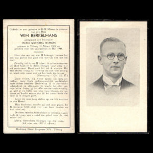Bidprentje Wim Berkelmans Mei 1940 Tilburg