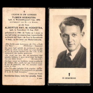 Bidprentje Tijmen Hoekstra & Albertus Ant. M. Hoekstra September 1944
