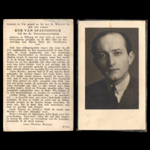 Bidprentje Rob van Spaendonck 24 Mei 1944 Tilburg