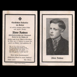 Sterbebilde Alois Rottner Öttober 1944
