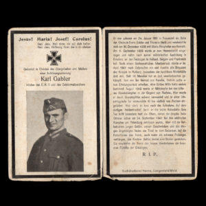 Sterbebilde Karl Gabler August 1942