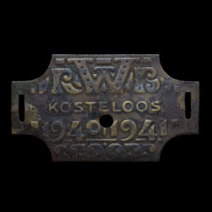 Rijwiel Belastingplaatje 1940-1941 ‘Kosteloos’