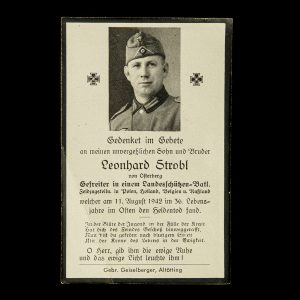 Sterbebilde Leonhard Strobl 11. August 1942