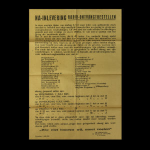 Affiche Na-Inlevering Radio-Ontvangtoestellen 1943