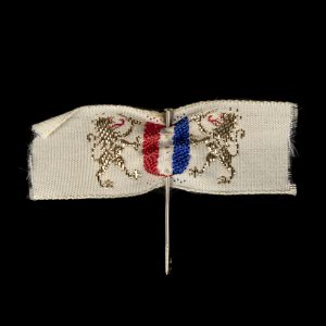 Speldje met leeuwen en vlag