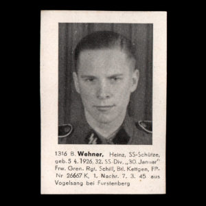 Vermissingsadvertentie SS-Schütze Heinz Wehner